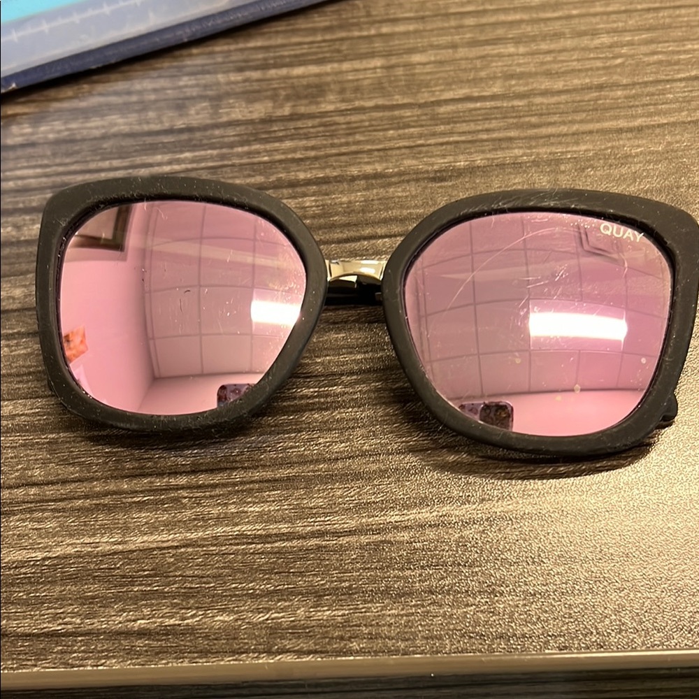Quay Australia Black and Pink Cat Eye Sunglasses